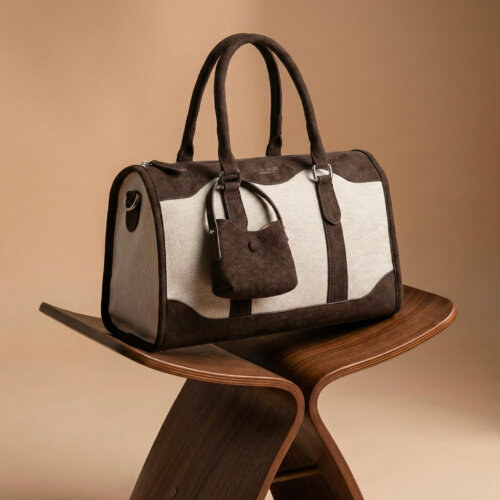 BAULETTO IN MISTO SCAMOSCIATO E CANVAS