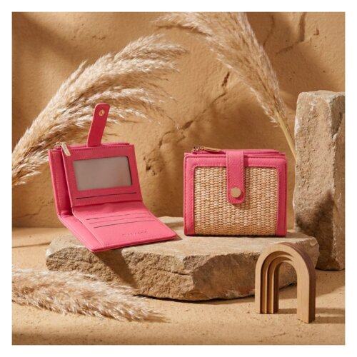 PORTAFOGLIO CON STAMPA IN PAGLIA