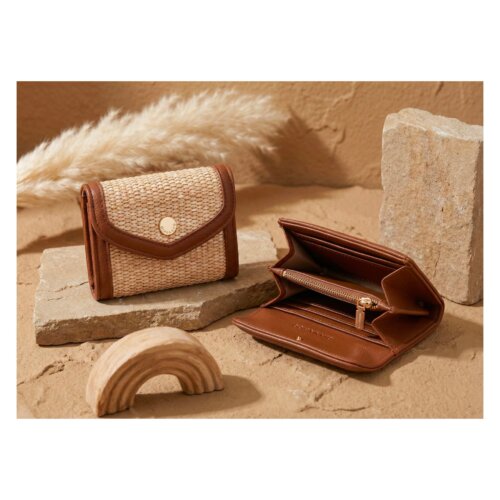 PORTAFOGLIO CON PATTINA STAMPA IN PAGLIA